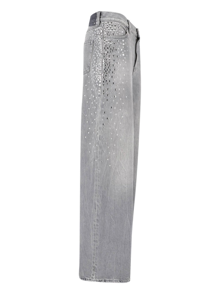 Golden Goose Gray Melody Mid-Rise Studded Denim Jeans