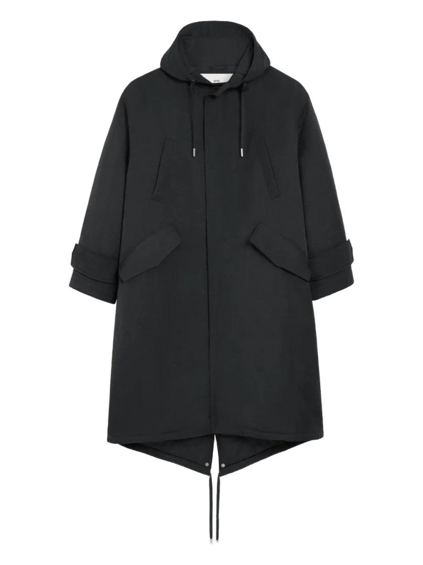 Ami Hooded Padded Parka With Adjustable Cuffs And Fishtail Hem