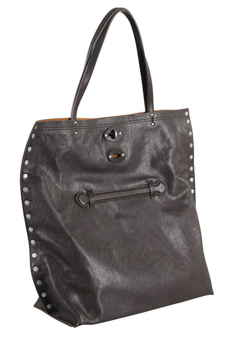 Zanellato Strolling Charcoal Brown Leather Tote