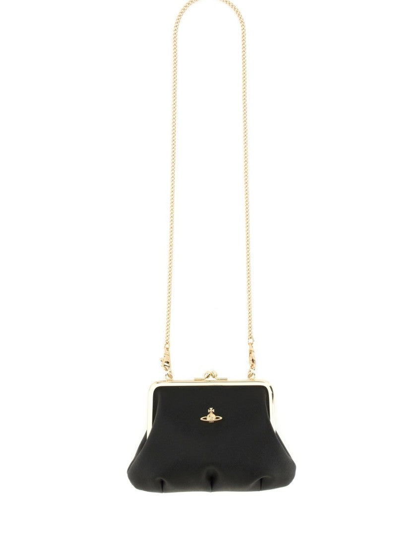 Vivienne Westwood Structured Handbag With Classic Frame Closure And Gold Trim