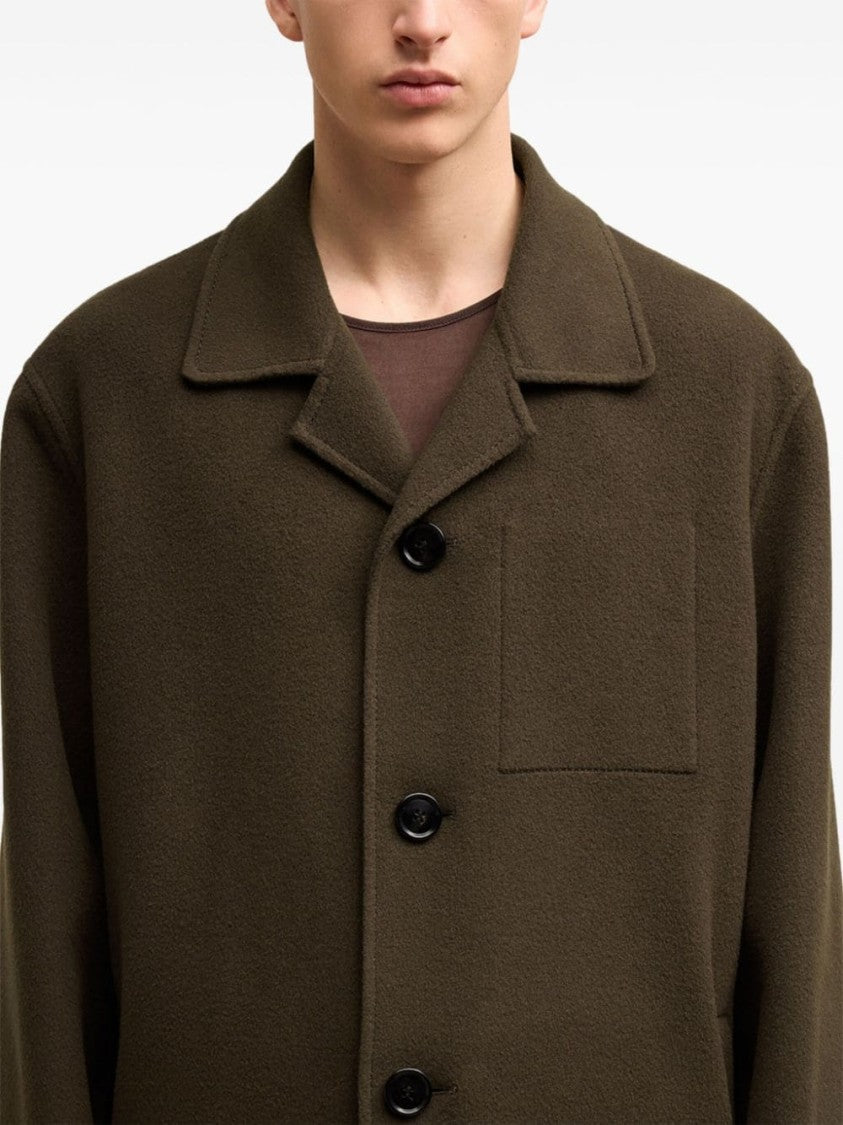 Ami Paris Coffee Brown Wool-Cashmere Blend Coat