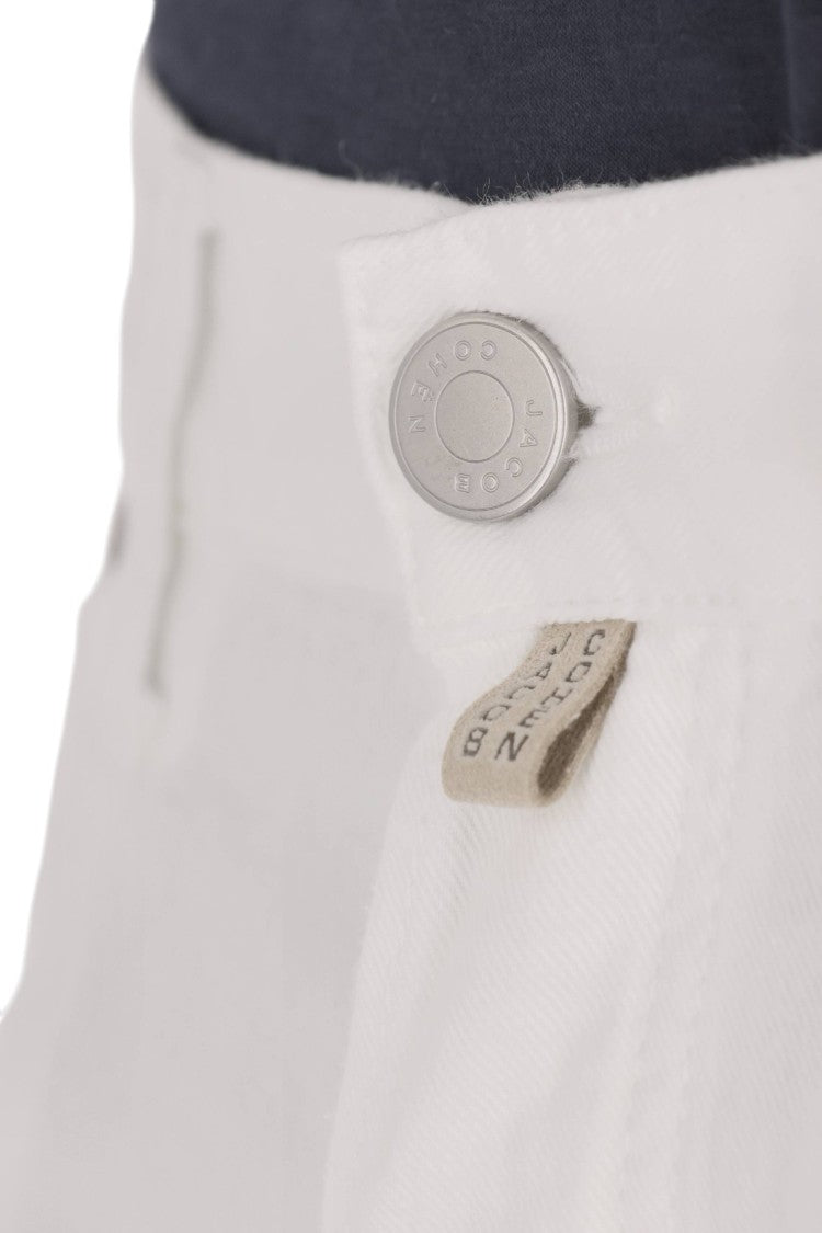 Jacob Cohen Edo Fit White Cotton Diagonal Chinos