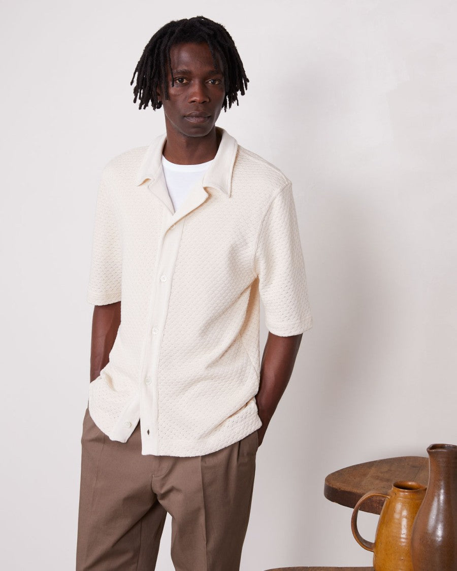 Officine Generale Textured Cotton Jersey Short-Sleeve Polo