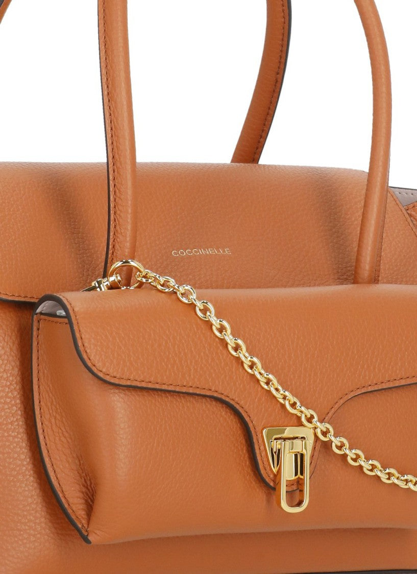 Coccinelle Structured Medium Shoulder Bag With Pebbled Leather Finish