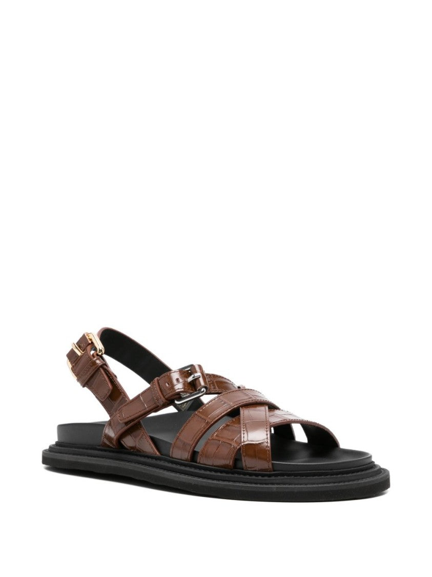 Moschino Brown Buckle Strap Sandals