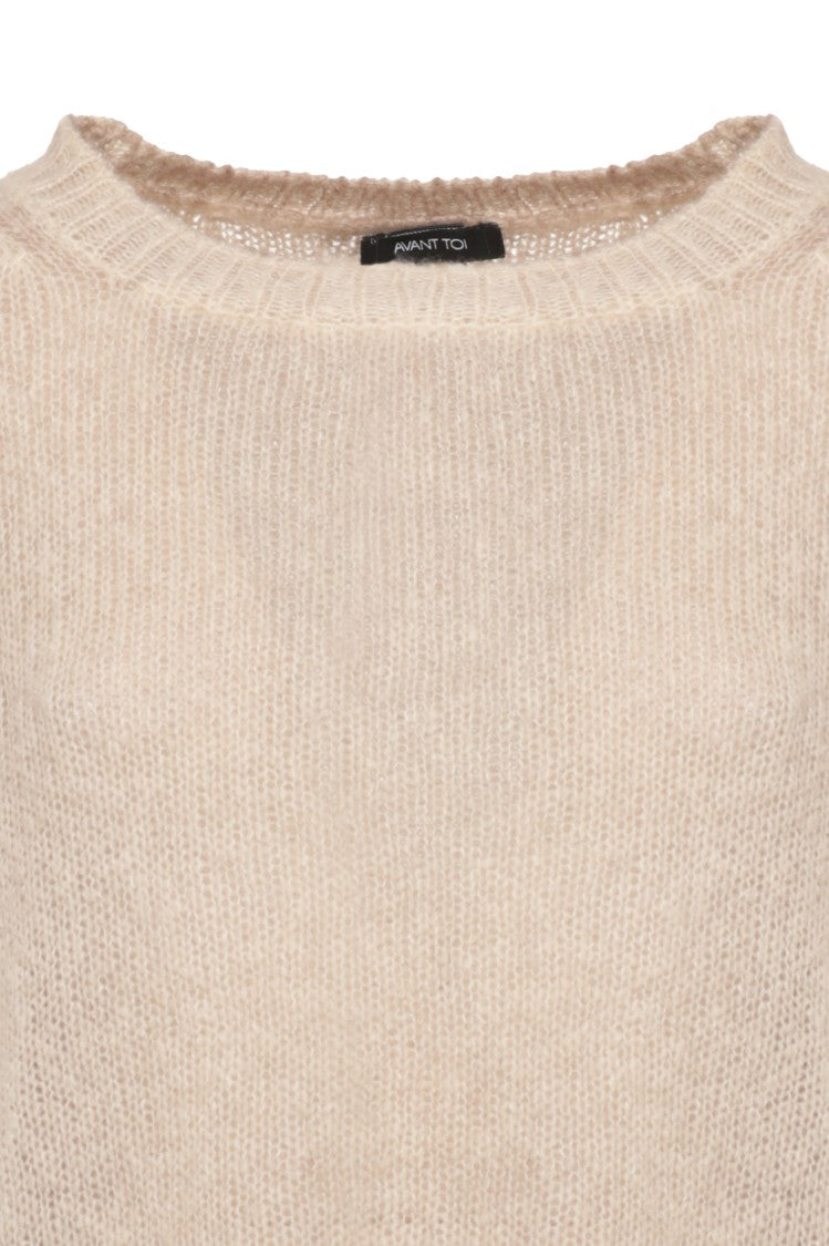 Avant Toi Cropped Cashmere Sweater With Ribbed Edges And Relaxed Fit
