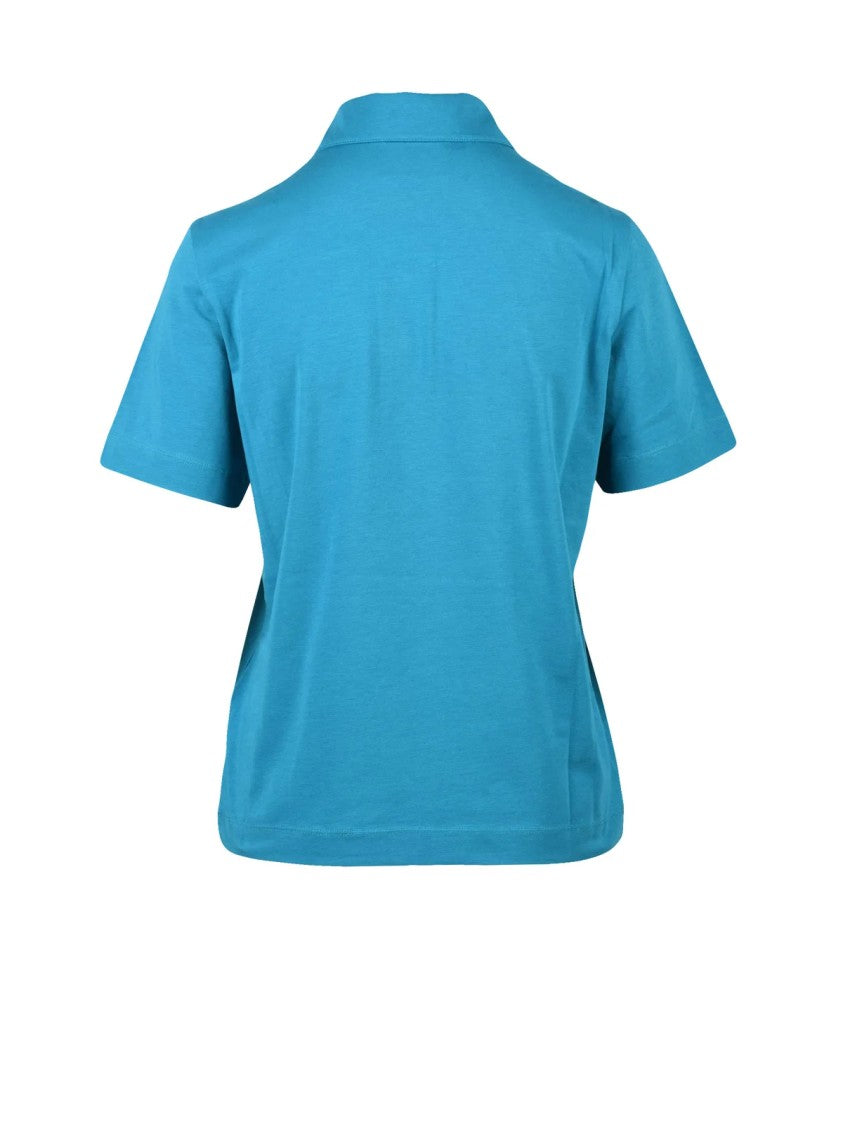 Alpha Studio Turquoise Cotton Elastane Stretch Polo