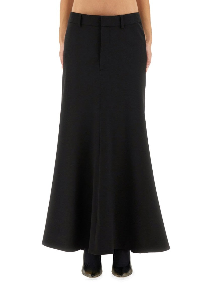 Balenciaga Fitted Waist Maxi Skirt With Flared Godet Hem