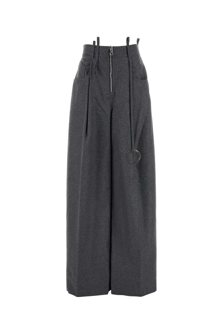 The Attico Dark Grey Wool Blend Palazzo Pant