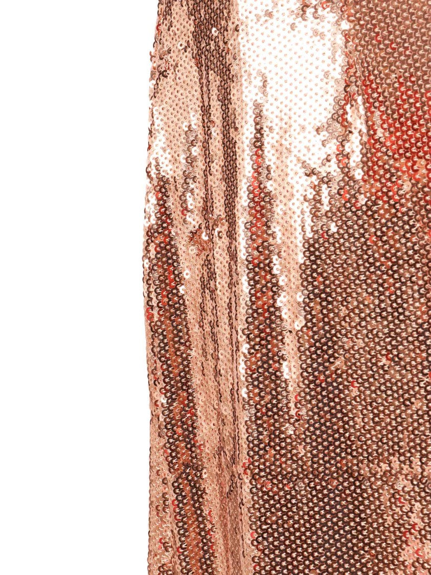 Clips Sequined Brown V Neck Midi Dress