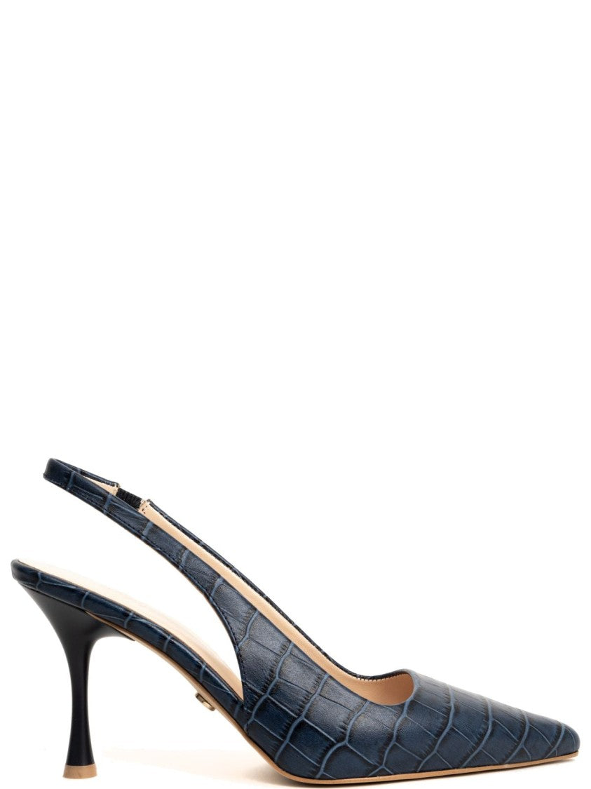 Sergio Moretti Part-Open High Heel Pumps With Textured Finish