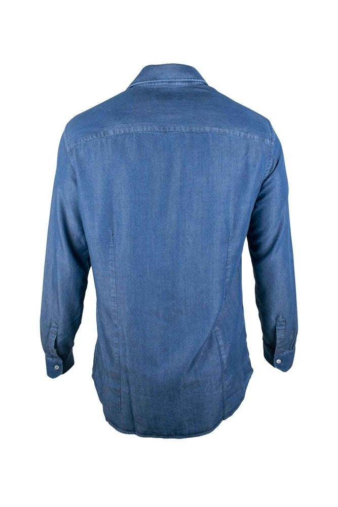 Moorer Blue Denim Shirt With Button Front
