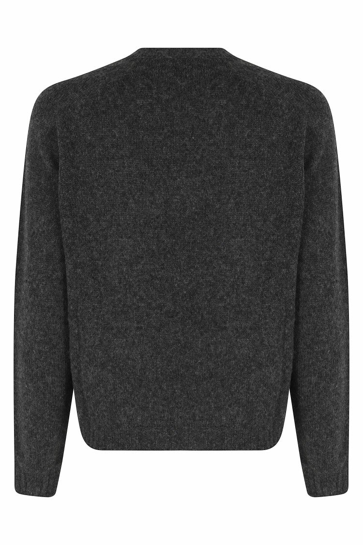 Roberto Collina Anthracite Scollo V Ml Cropped Wool-Blend Sweater