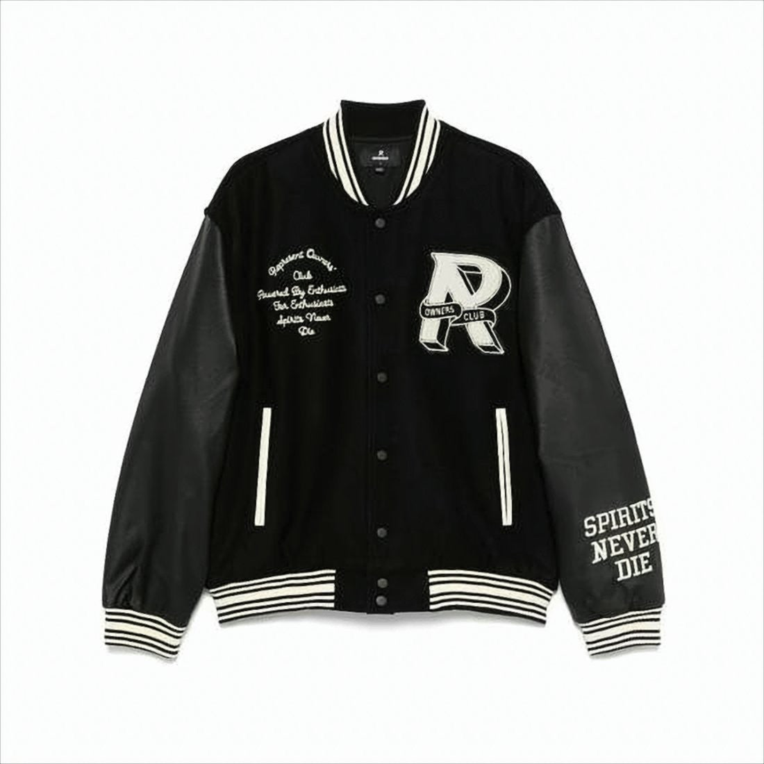 Represent Varsity-Style Jacket With Contrasting Leather Sleeves