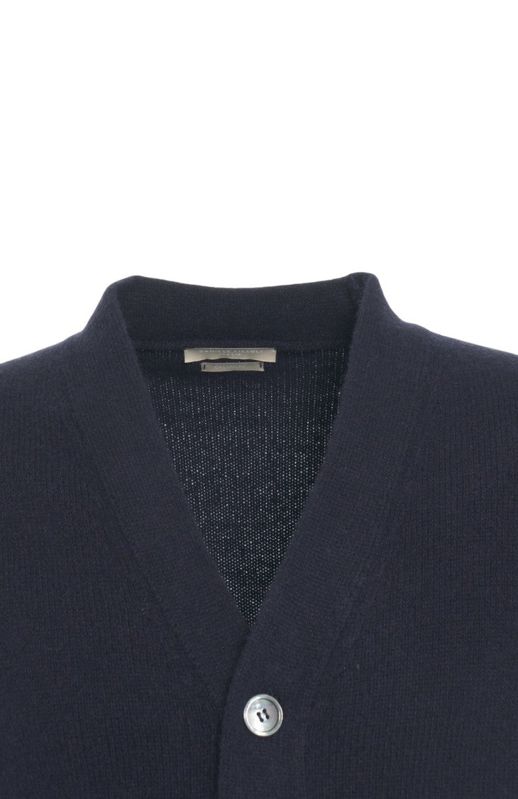 Daniele Fiesoli Cashmere V-Neck Cardigan With Button Closure