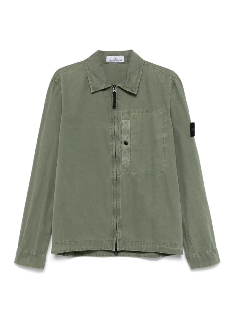 Stone Island Relaxed-Fit Cotton Overshirt With Zip Closure