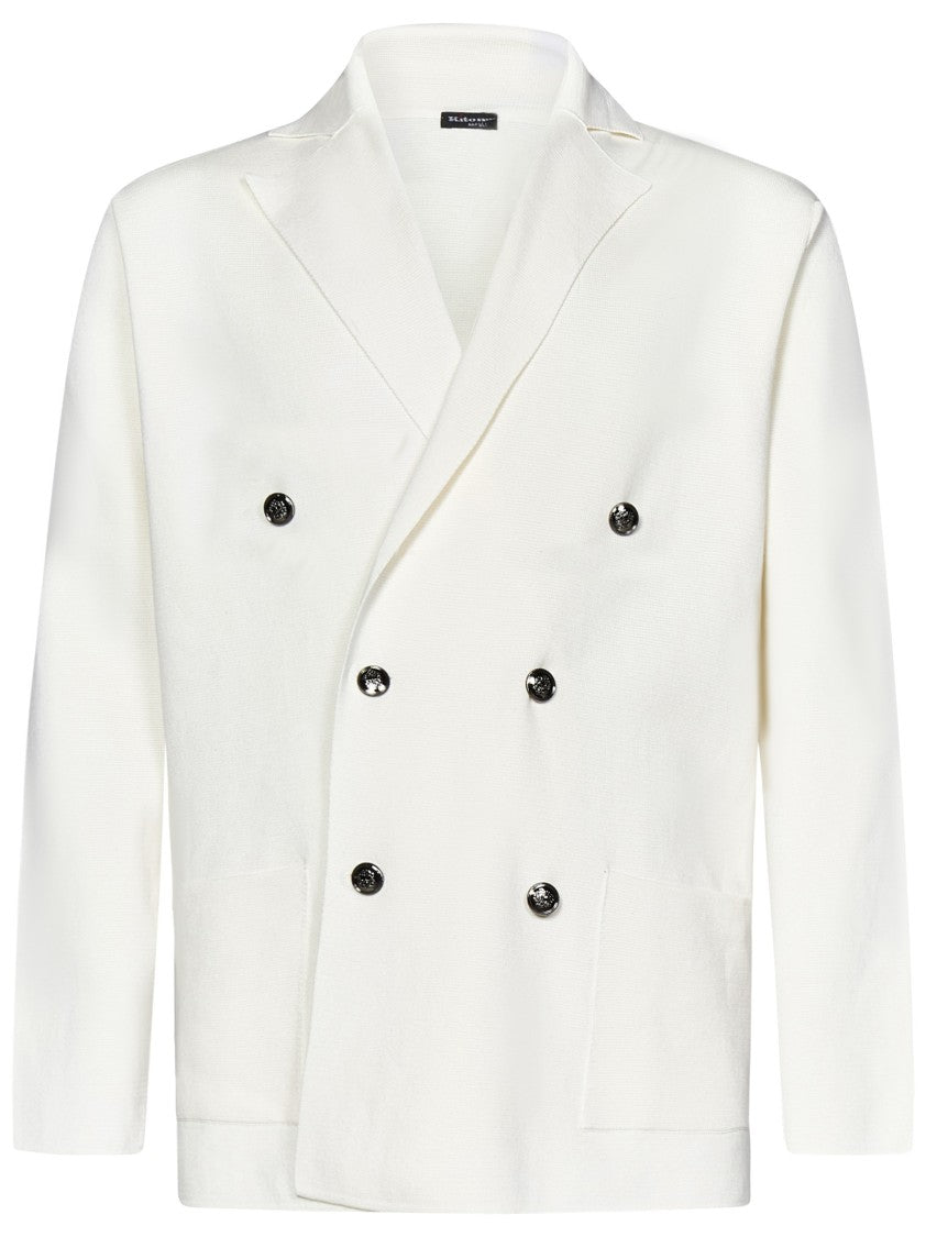 Kiton Double-Breasted Blazer With Peak Lapels