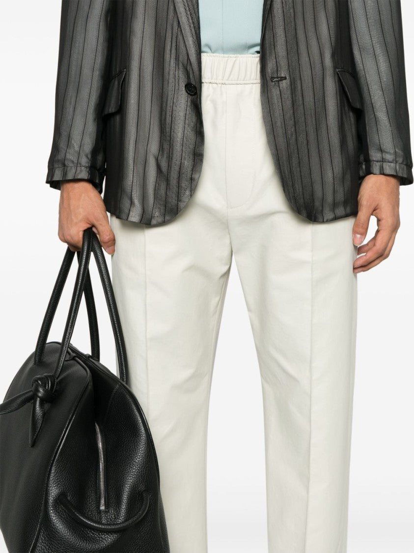 Lanvin Light Beige Elasticated Drawstring Cotton Trousers