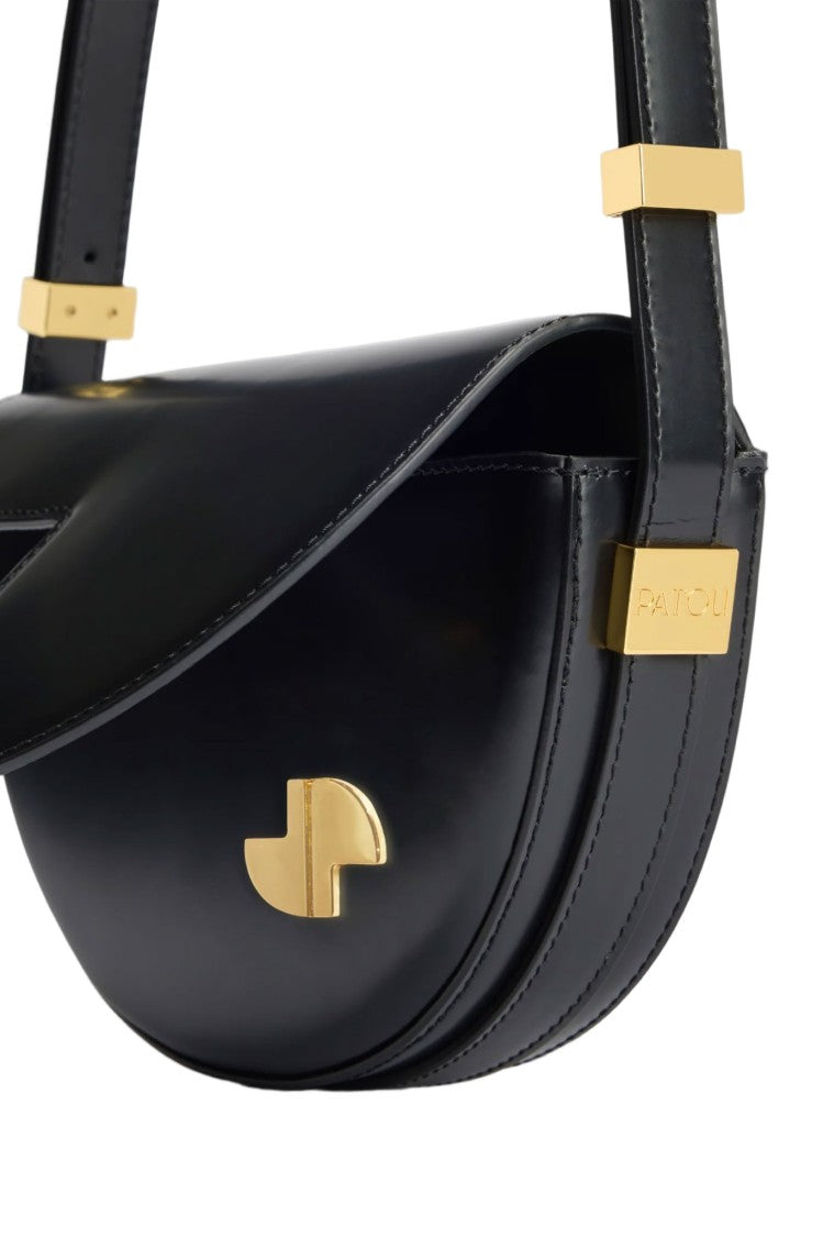 Patou Half-Circle Black Handbag With Geometric Cut-Outs