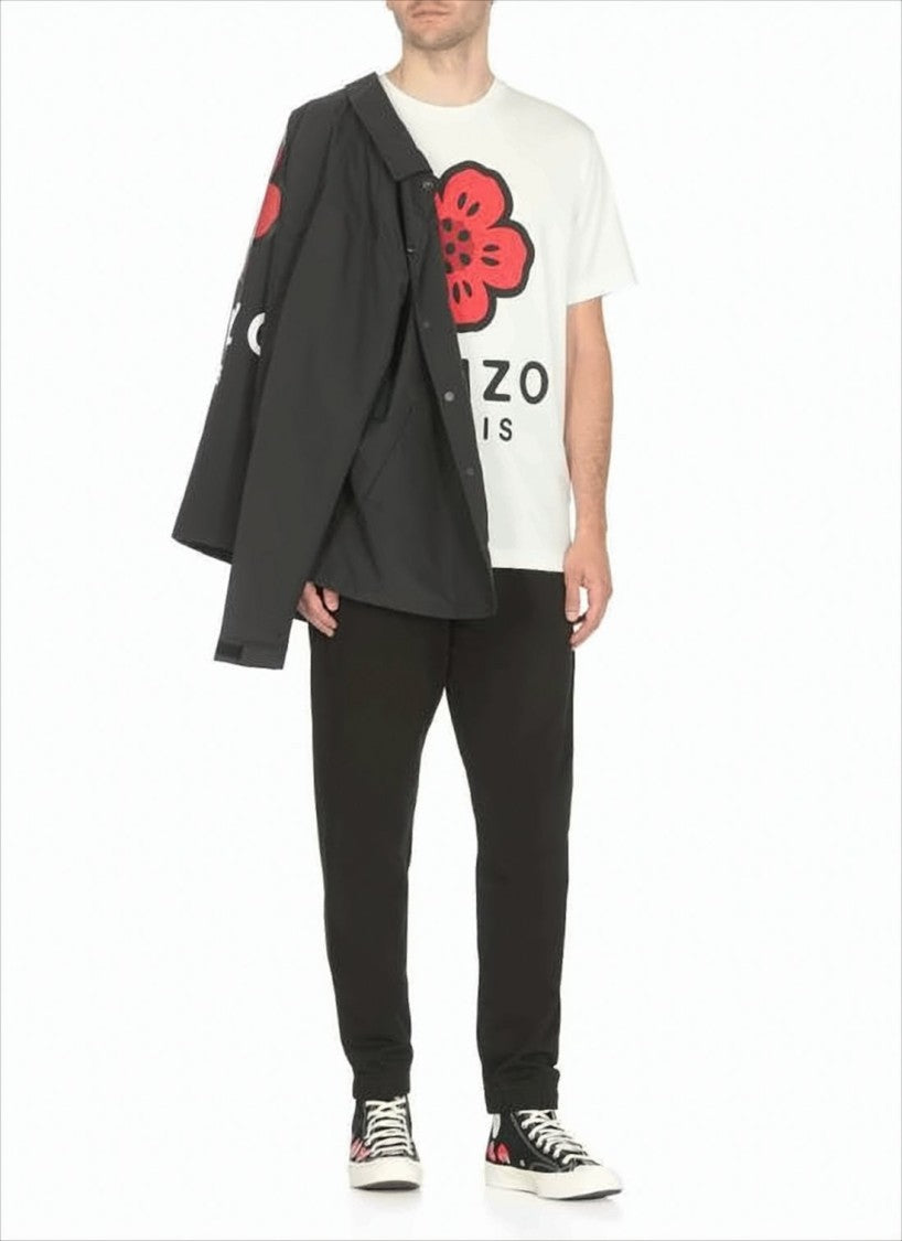 Kenzo Black Cotton Jogger Pants With Elastic Waistband And Logo Detail