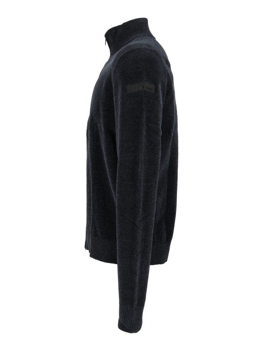Rrd Plush Velvet High-Collar Full-Zip Knit Sweater