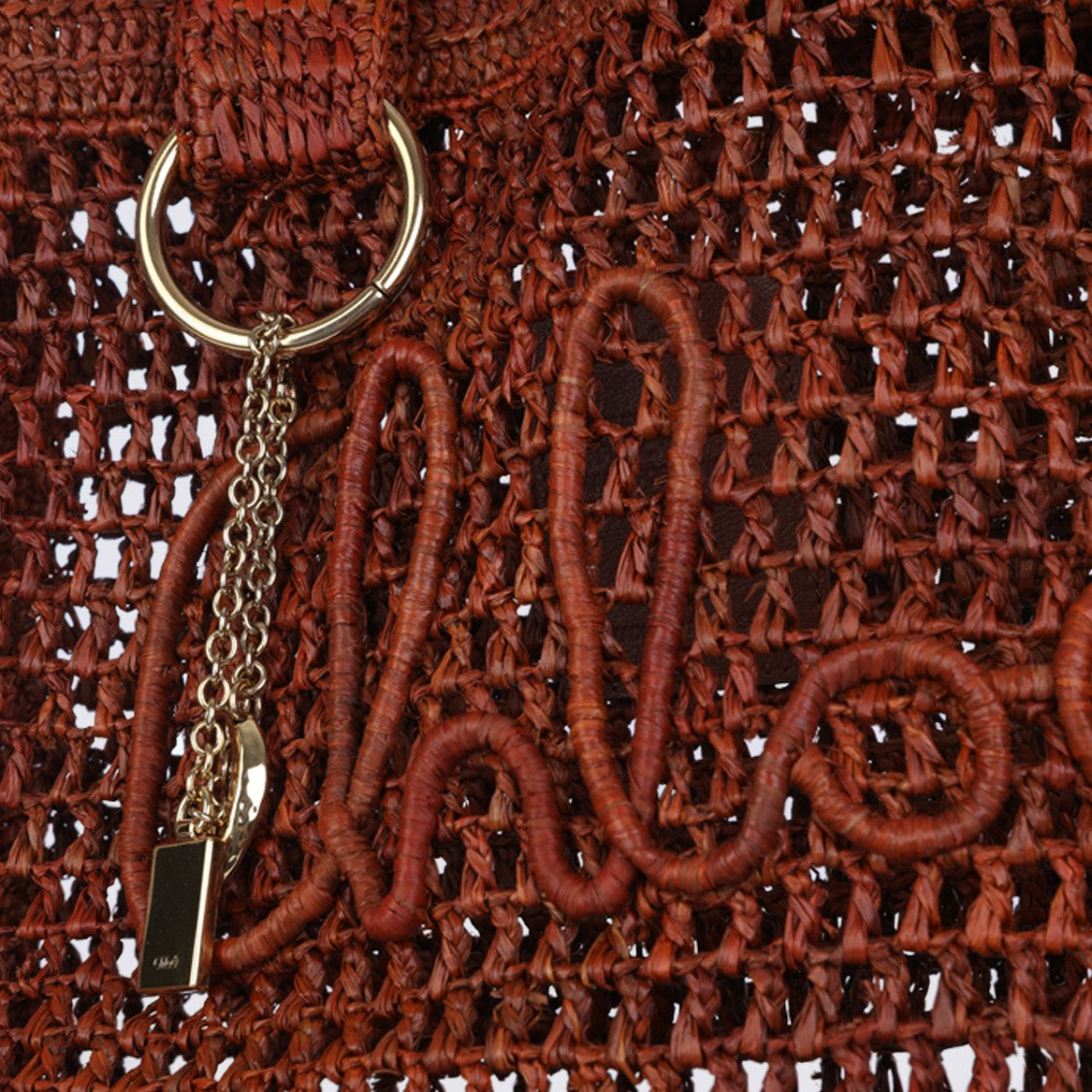 Chloé Woven Open-Weave Bag With Gold-Tone Charm Detail