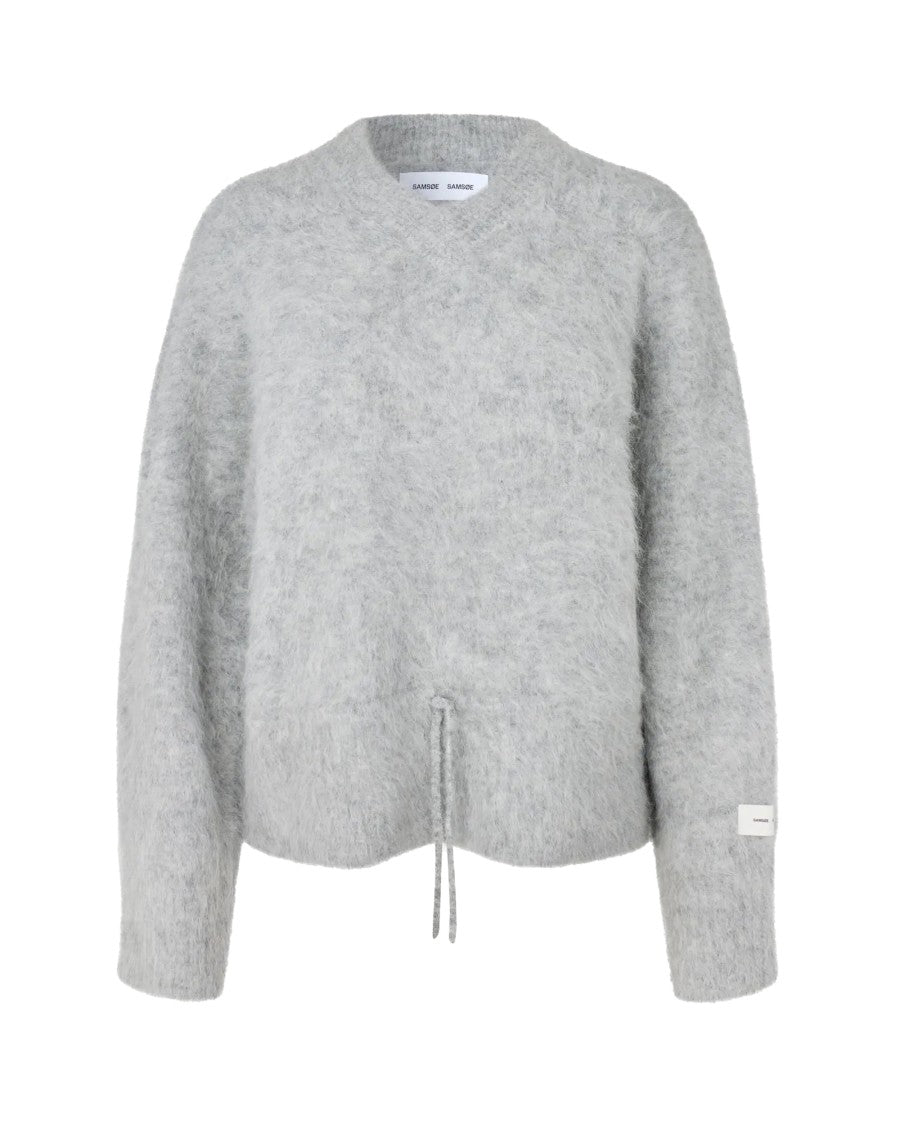 Samsøe Samsøe Grey Salo Melange Brushed V-Neck Sweater