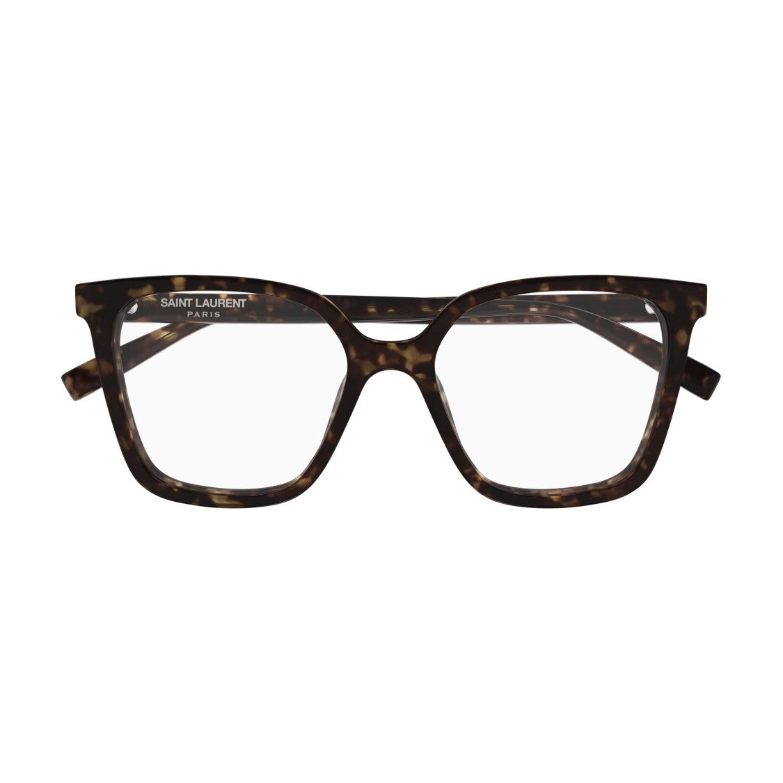 Saint Laurent Bold Oversized Square Frame Eyeglasses With Tortoiseshell Pattern