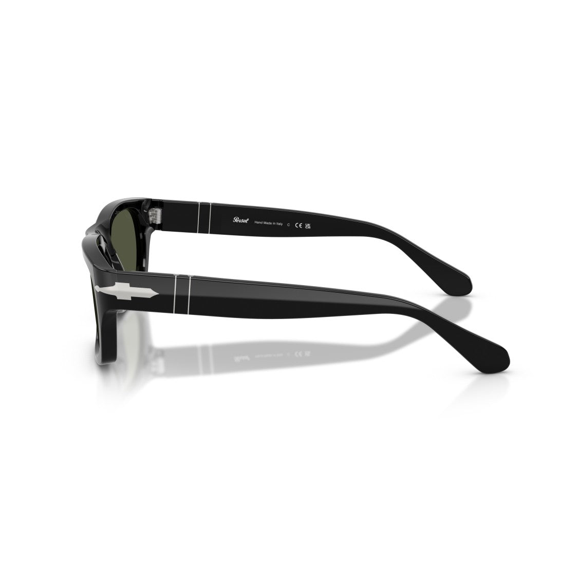 Persol 0Po3398s Rectangular Black Acetate Sunglasses With Silver Arrow Detail