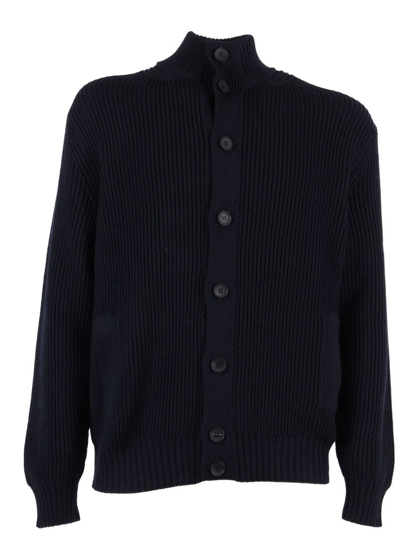 Filippo De Laurentiis Navy Blue Fine Merino Cardigan