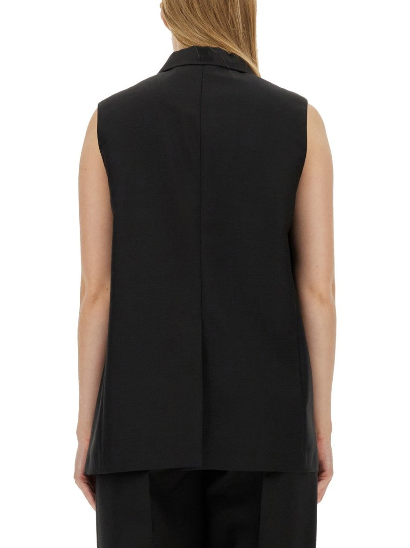 Fendi Black Tailored Vest With Sharp Lapel