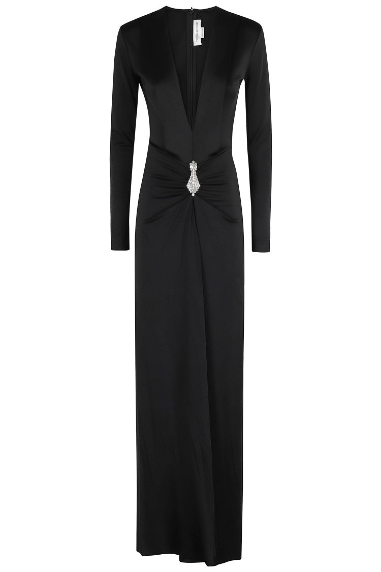 Victoria Beckham Long Sleeve V-Neck Gown