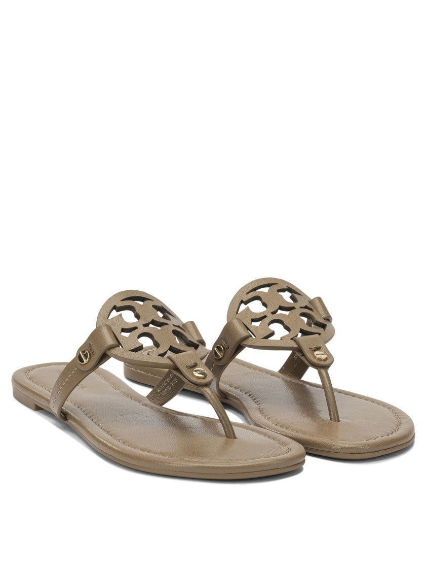 Tory Burch Cut-Out Pattern Sandals With Circular Emblem