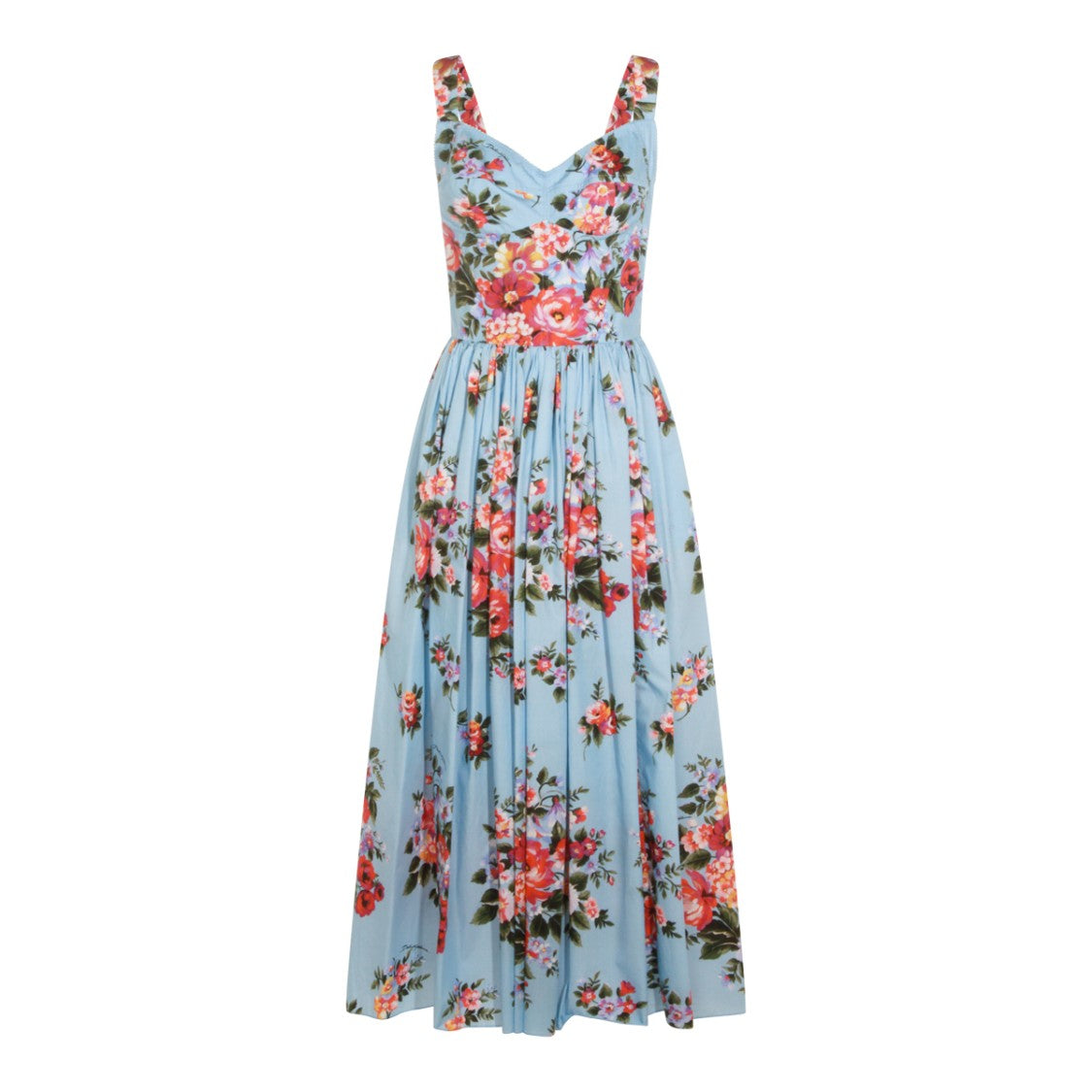 Dolce & Gabbana Multicolor Floral Print Maxi Dress With Heart Neckline
