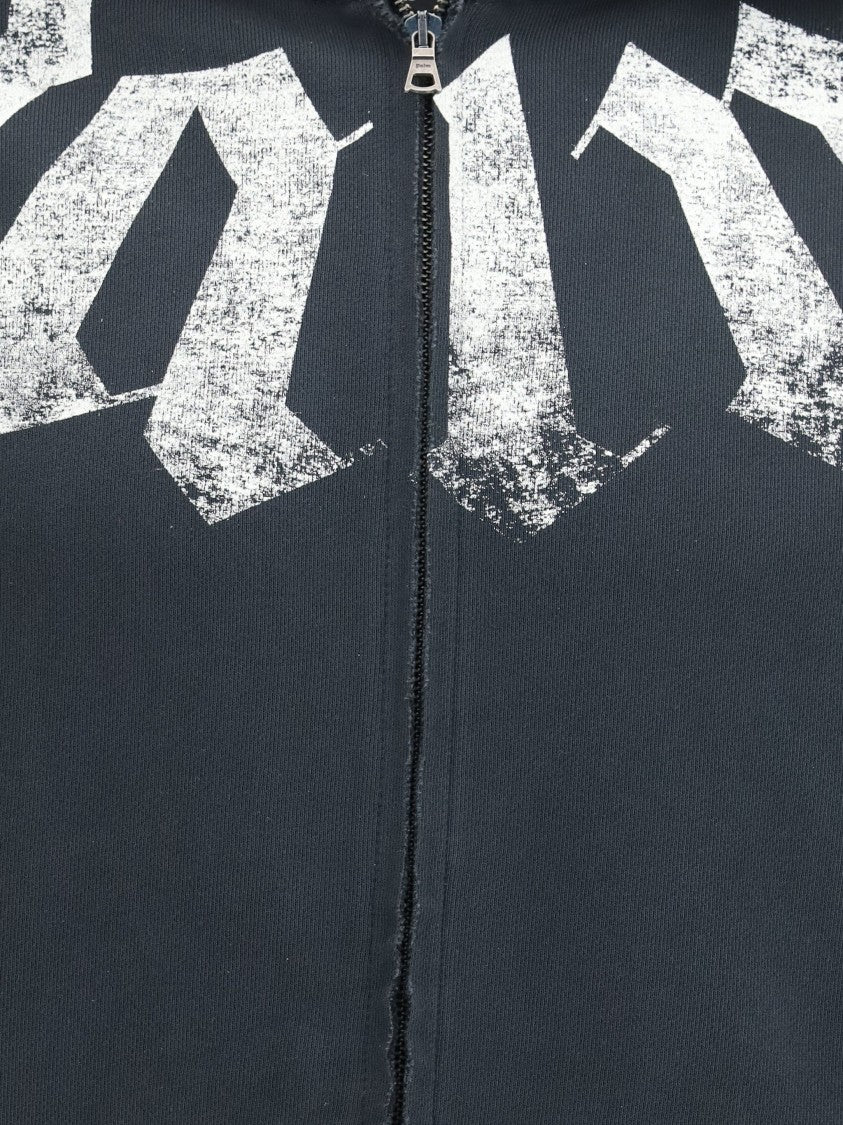 Palm Angels Relaxed Fit Zip-Up Cotton Hoodie