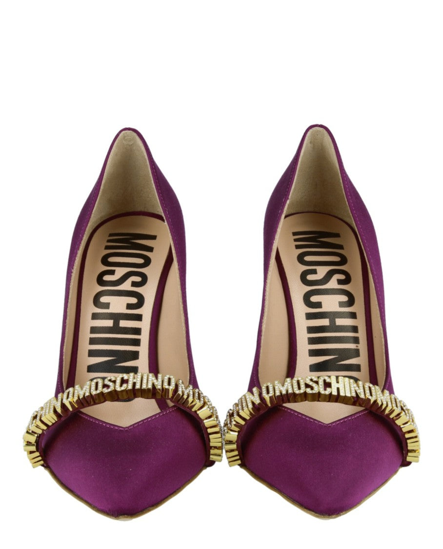 Moschino Logo Lettering Satin Pumps