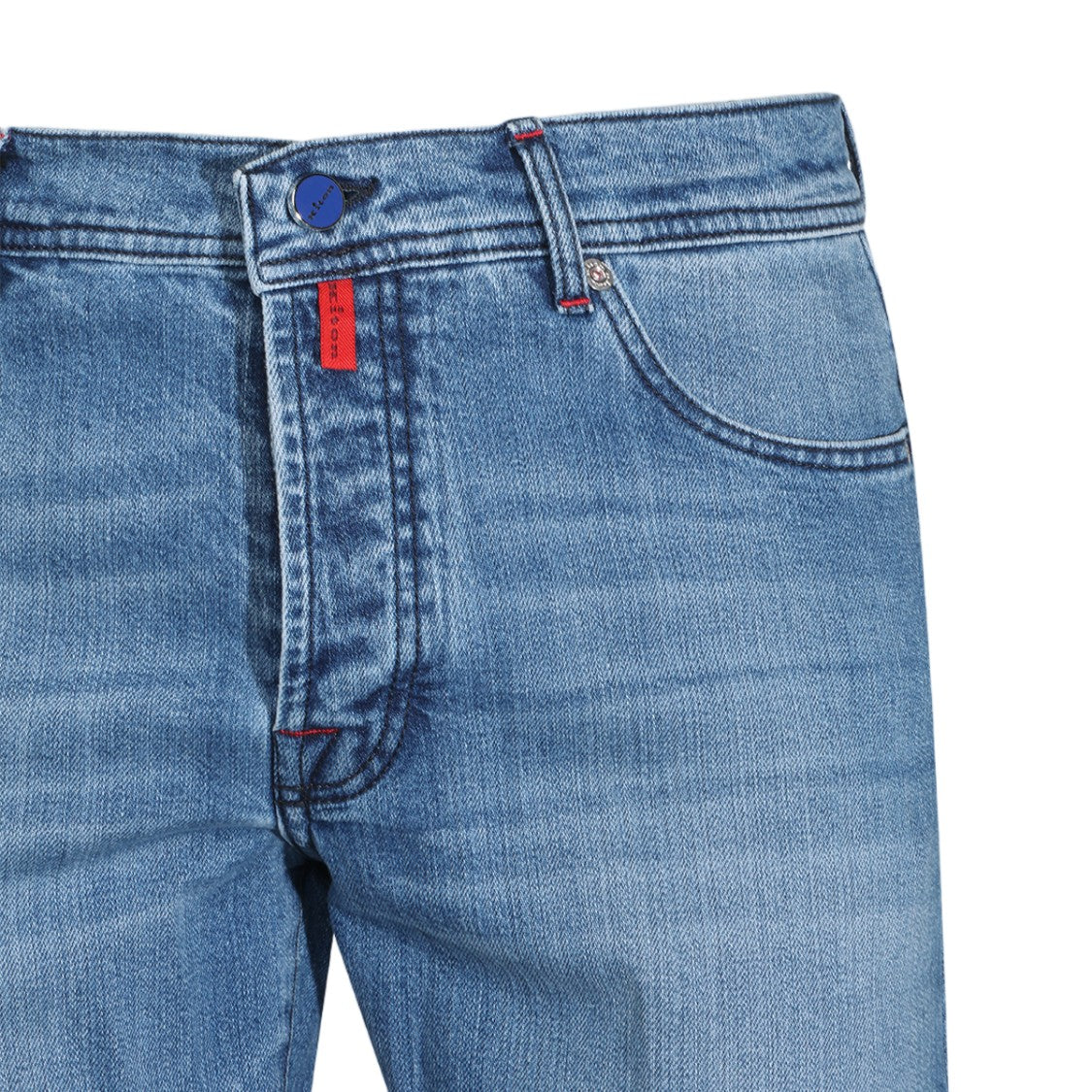 Kiton Straight-Leg Denim Jeans With Distinctive Red Stitching
