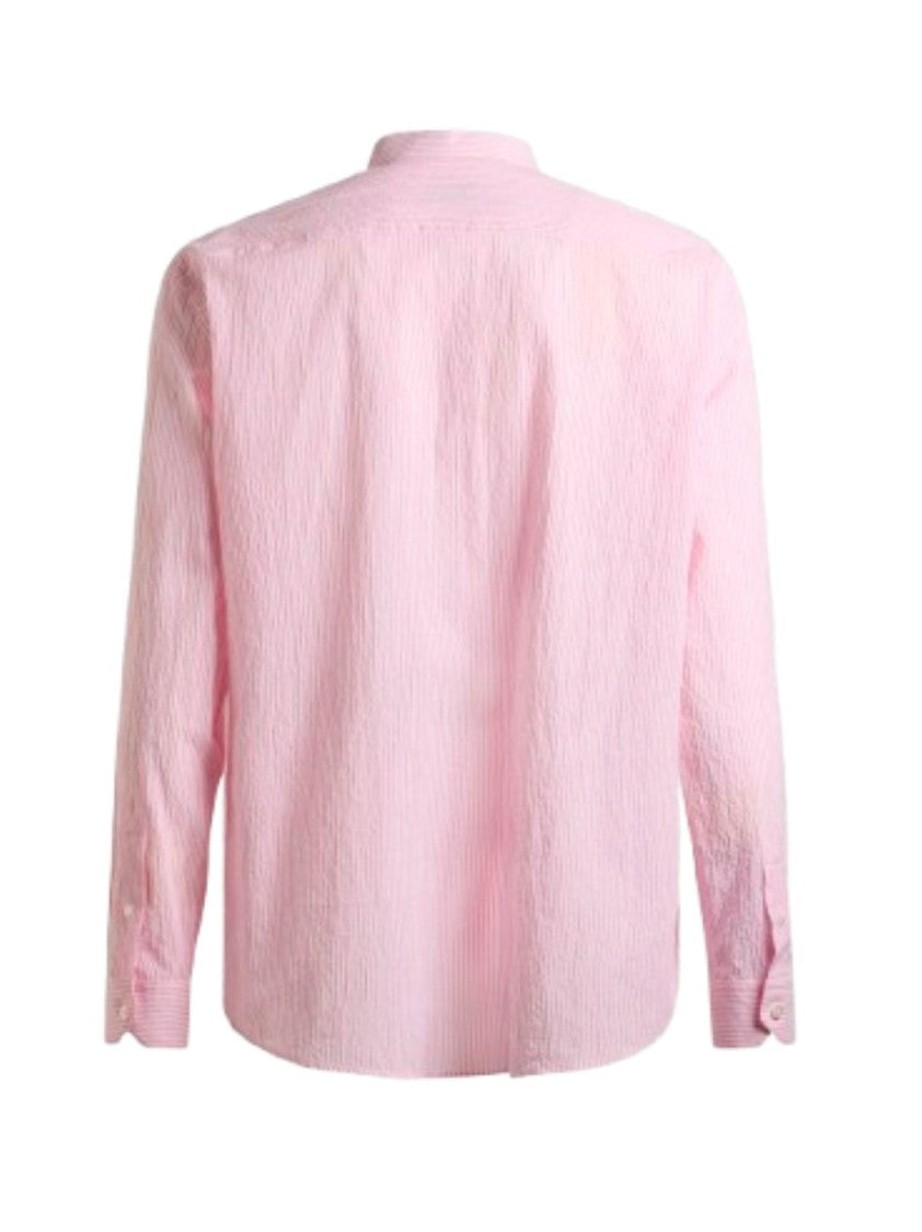 Etro Vertical Striped Casual Shirt With Mandarin Collar