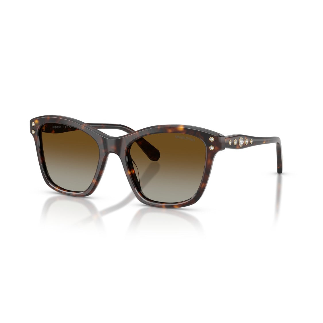 Swarovski 0Sk6063 Classic Tortoiseshell Acetate Sunglasses With Crystal Embellishments