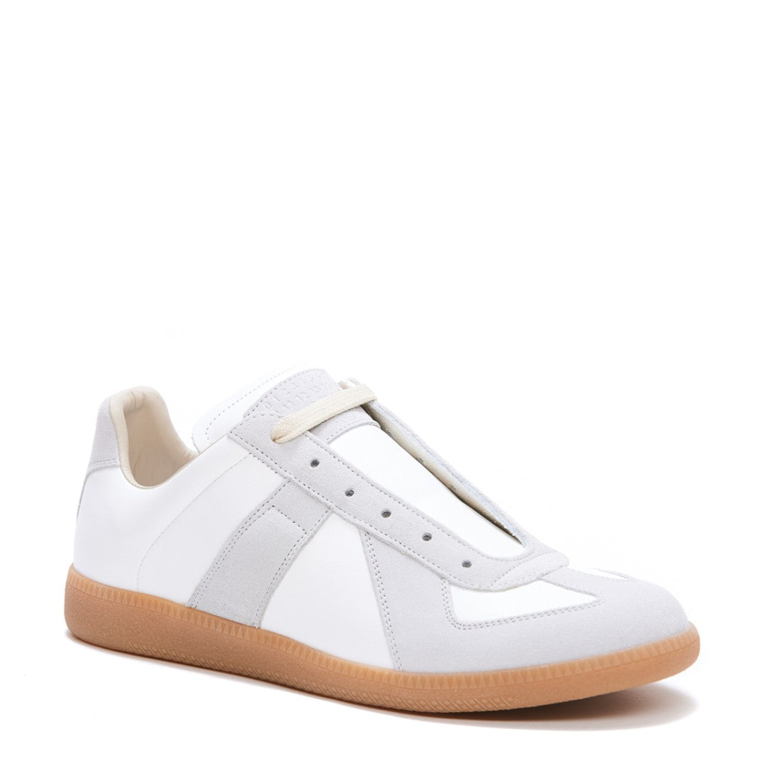 Maison Margiela Low-Top White Leather Sneakers With Contrasting Panels