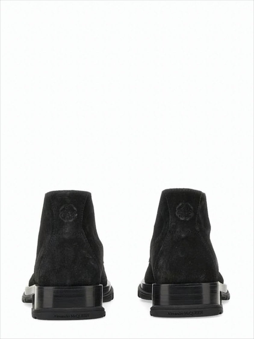 Alexander Mcqueen Suede Lace-Up Boots With Streamlined Design