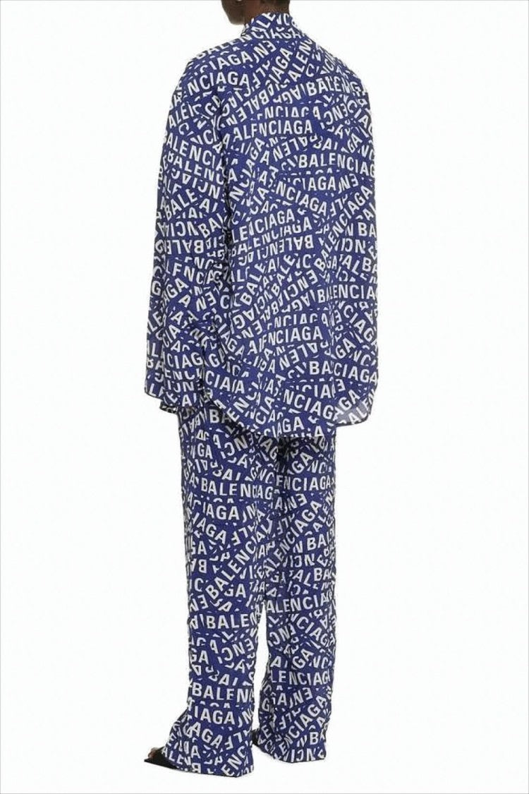 Balenciaga Bold Logo Print Silk Shirt