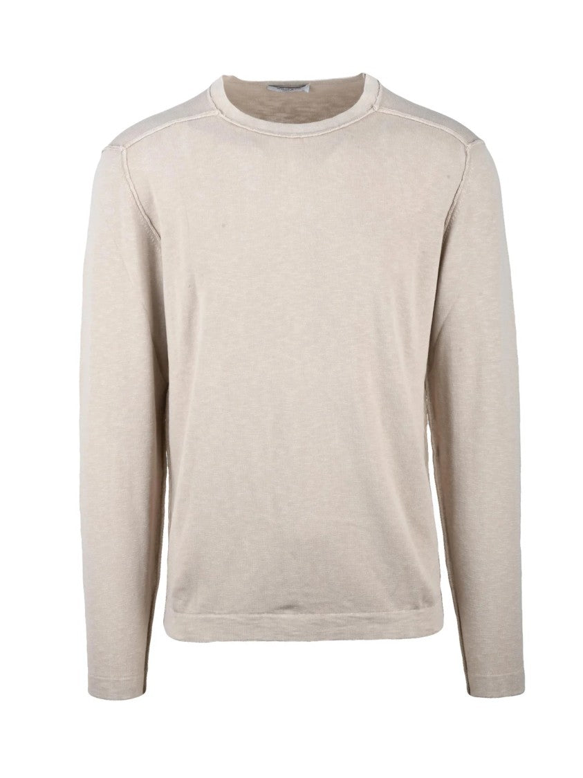 Wool & Co Beige Crewneck Cotton Sweater