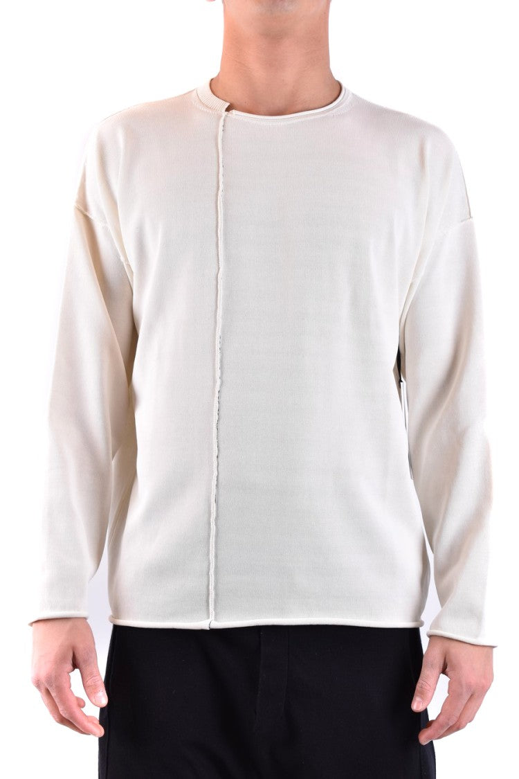 Isabel Benenato Relaxed Fit White Knitwear Asymmetrical Seams