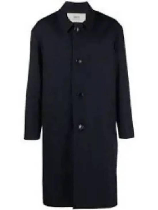 Ami Paris Single-Breasted Black Wool Coat With Minimalist Design