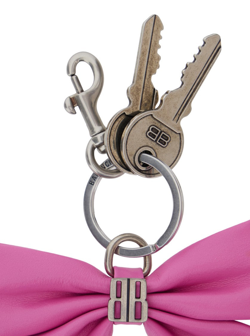 Balenciaga Whimsical Bow Keyring In Soft Pink Material