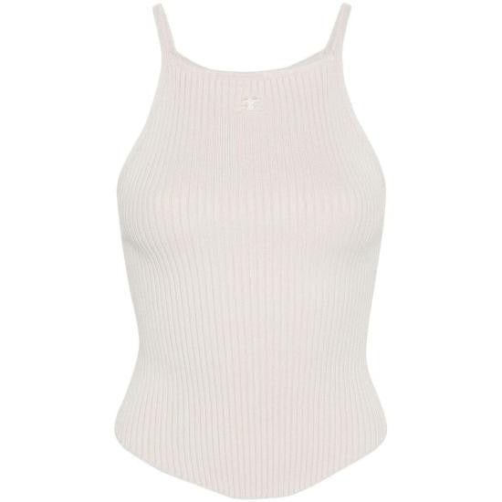 Courrèges Ribbed Sleeveless Tank Top With Asymmetrical Hemline