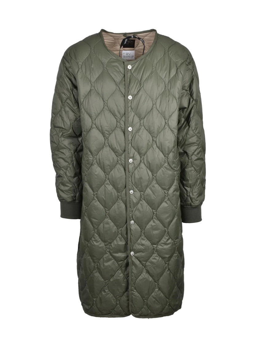 Taion Long Quilted Nylon Down Jacket With Thermal Insulation