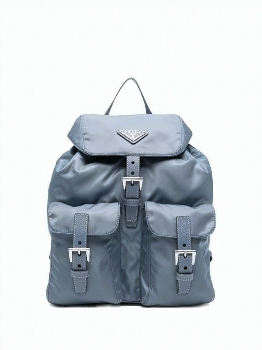 Prada Compact Blue Nylon Backpack