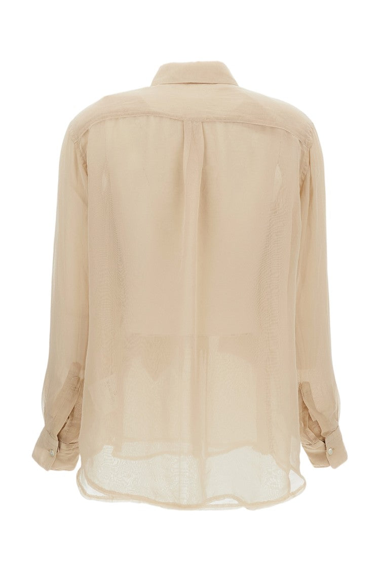 Comme Des Garçons Beige Semi-Sheer Double-Layer Shirt